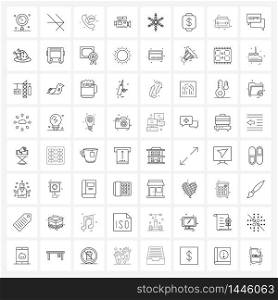 Set of 64 Simple Line Icons of snowflake, Christmas, phone, recorder, film camera Vector Illustration