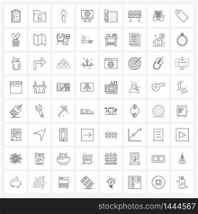 Set of 64 Simple Line Icons of sport, setting, labour, screen, configure Vector Illustration