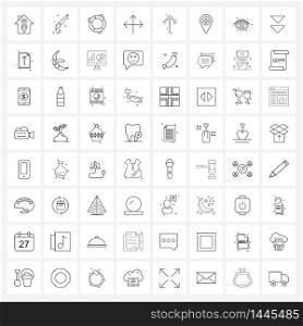 Set of 64 Simple Line Icons of up, arrows, tube, arrow, arrow Vector Illustration