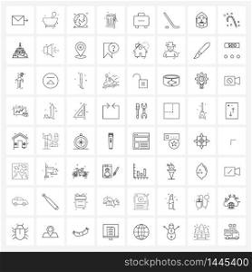 Set of 64 UI Icons and symbols for club, suitcase, stars, briefcase, trash trash Vector Illustration