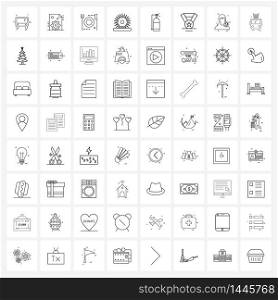 Set of 64 UI Icons and symbols for fire alert, tools, eat, hardware, saw Vector Illustration
