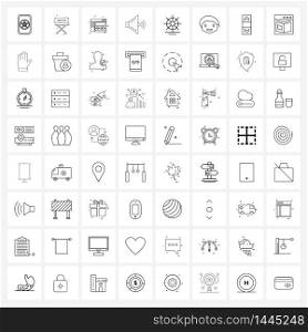 Set of 64 UI Icons and symbols for marine, insurance, fax machine, cargo, siren Vector Illustration