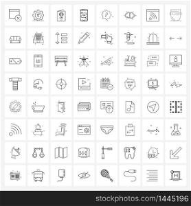 Set of 64 UI Icons and symbols for networking, travel, recycle, passport, identification Vector Illustration