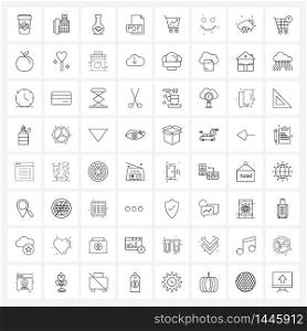 Set of 64 UI Icons and symbols for shopping, pdf, flask, file, document Vector Illustration