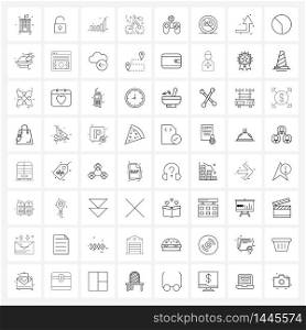 Set of 64 UI Icons and symbols for smoking, game development, graph, game configuration, fruit Vector Illustration