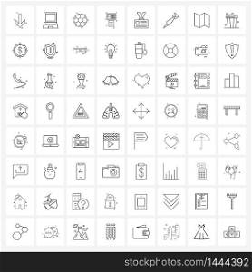 Set of 64 Universal Line Icons of business, card, sports, atm machine, bank Vector Illustration