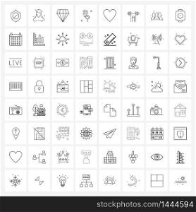 Set of 64 Universal Line Icons of fingerprints, evidence, avatar, analysis, gem Vector Illustration