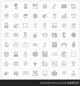 Set of 64 Universal Line Icons of ribbon, Wi-Fi, Jainism, off, play Vector Illustration