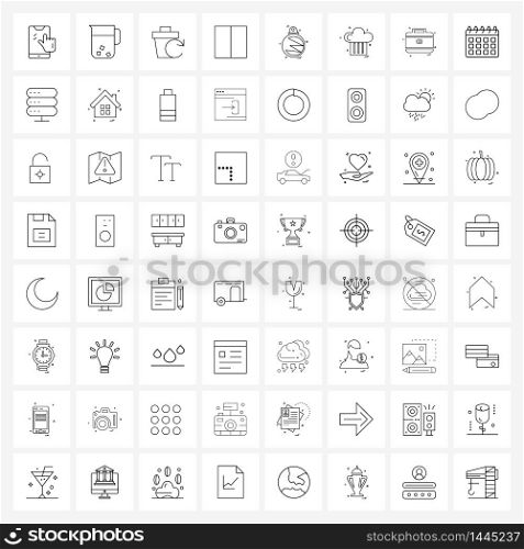 Set of 64 Universal Line Icons of vertical, layout, ice, grid, garbage Vector Illustration