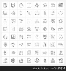 Set of 64 Universal Line Icons of vertical, layout, ice, grid, garbage Vector Illustration
