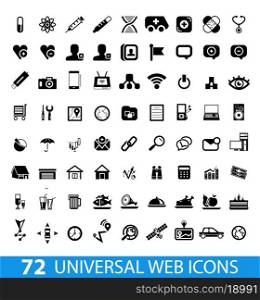 Set of 72 universal web icons isolated on white
