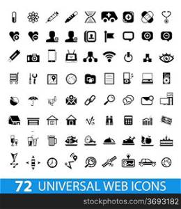Set of 72 universal web icons isolated on white