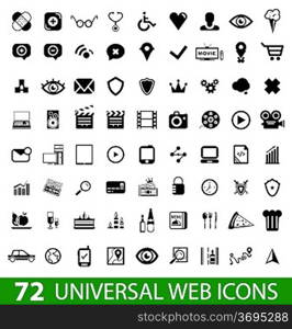 Set of 72 universal web icons isolated on white