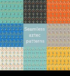 Set of 8 seamless ethnic aztec patterns