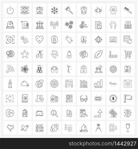 Set of 81 Line Icon Signs and Symbols of brush, winter, vision, snow , snowflakes Vector Illustration