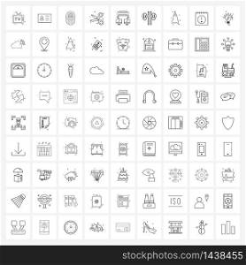 Set of 81 Line Icon Signs and Symbols of internet, hair cutter, filter, barber, scissor Vector Illustration