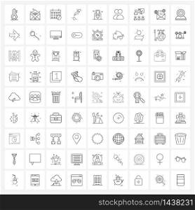 Set of 81 Line Icon Signs and Symbols of security, love, month, locked, chemistry Vector Illustration