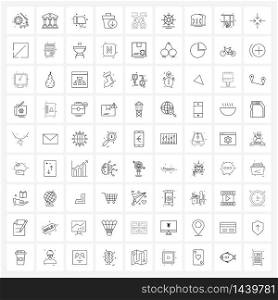 Set of 81 Modern Line Icons of clothing, down, ui, trash, delete Vector Illustration