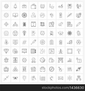 Set of 81 Modern Line Icons of computer, screen, school, shopping, bag Vector Illustration