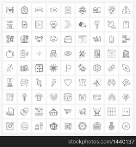 Set of 81 Modern Line Icons of medical report, off, hair, horizontal, settings Vector Illustration