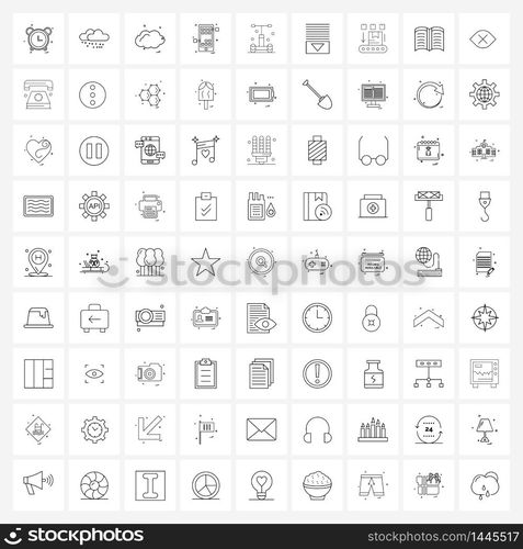 Set of 81 Simple Line Icons for Web and Print such as control, smart, cloud, mobility, phone Vector Illustration