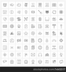 Set of 81 Simple Line Icons for Web and Print such as control, smart, cloud, mobility, phone Vector Illustration