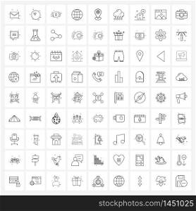 Set of 81 Simple Line Icons of medical, location, dollar, hospital, map Vector Illustration