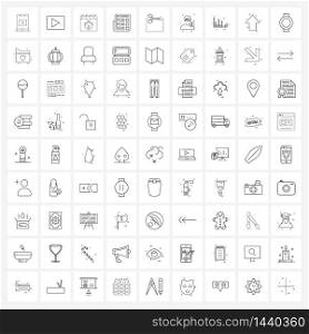 Set of 81 Simple Line Icons of new, coupon, celebration, newspaper, morning Vector Illustration