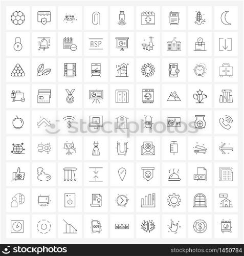 Set of 81 Simple Line Icons of usb, Bluetooth, group, adapter, paper clip Vector Illustration