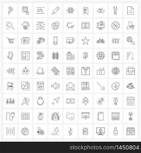 Set of 81 UI Icons and symbols for server, device, coding, router, write Vector Illustration