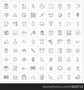 Set of 81 UI Icons and symbols for statistics, chart, estate, lab, microscope Vector Illustration
