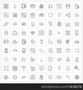 Set of 81 UI Icons and symbols for world, sit, seat, furniture Vector Illustration