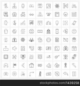 Set of 81 Universal Line Icons of gift box, laptop, fashion, locked, alert Vector Illustration
