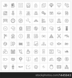 Set of 81 Universal Line Icons of locked, home, component, sofa, pause Vector Illustration