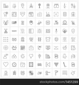 Set of 81 Universal Line Icons of turn board, candle, avocado, birthday celebrations, cake Vector Illustration