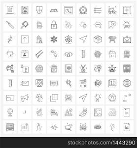 Set of 81 Universal Line Icons of web page, web, security, seo, wear Vector Illustration