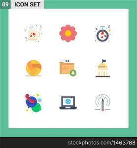 Set of 9 Commercial Flat Colors pack for safe folder, folder, ring, document, game Editable Vector Design Elements