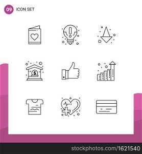 Set of 9 Commercial Outlines pack for good, appriciate, arrow, management, business Editable Vector Design Elements