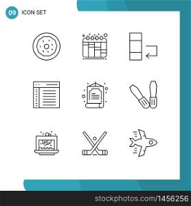 Set of 9 Commercial Outlines pack for zhihu, china, data, user, communication Editable Vector Design Elements