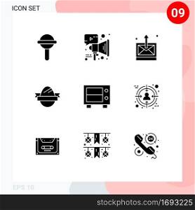 Set of 9 Commercial Solid Glyphs pack for money, holidays, business, holiday, easter egg Editable Vector Design Elements