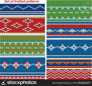 Set of 9 knitted ornamental seamless patterns.