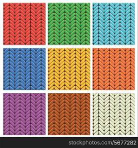 Set of 9 knitted wool colorfull seamless patterns
