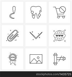 Set of 9 Line Icon Signs and Symbols of arrows, arrow, shop, stationary, pin Vector Illustration