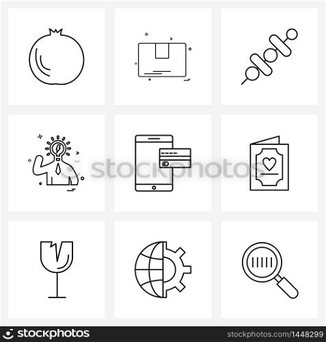 Set of 9 Line Icon Signs and Symbols of buy, mobile, meat, innovation, creative Vector Illustration