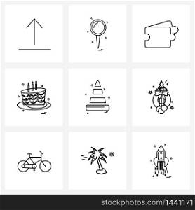 Set of 9 Line Icon Signs and Symbols of road, cone, offer, cake, festival Vector Illustration