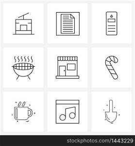Set of 9 Line Icon Signs and Symbols of roast, cook, picture, bbq, remote access Vector Illustration