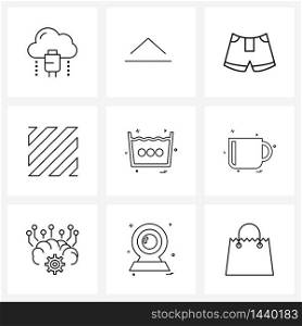 Set of 9 Line Icon Signs and Symbols of space, layout, upload, grid, wear Vector Illustration