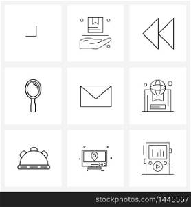 Set of 9 Modern Line Icons of chat, message, back, mirror, cosmetic Vector Illustration