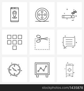 Set of 9 Modern Line Icons of coupon, pad, gdpr, group, addiction Vector Illustration