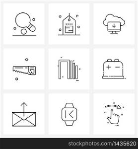 Set of 9 Modern Line Icons of graph bars, rate, cloud computing, graph, cut Vector Illustration